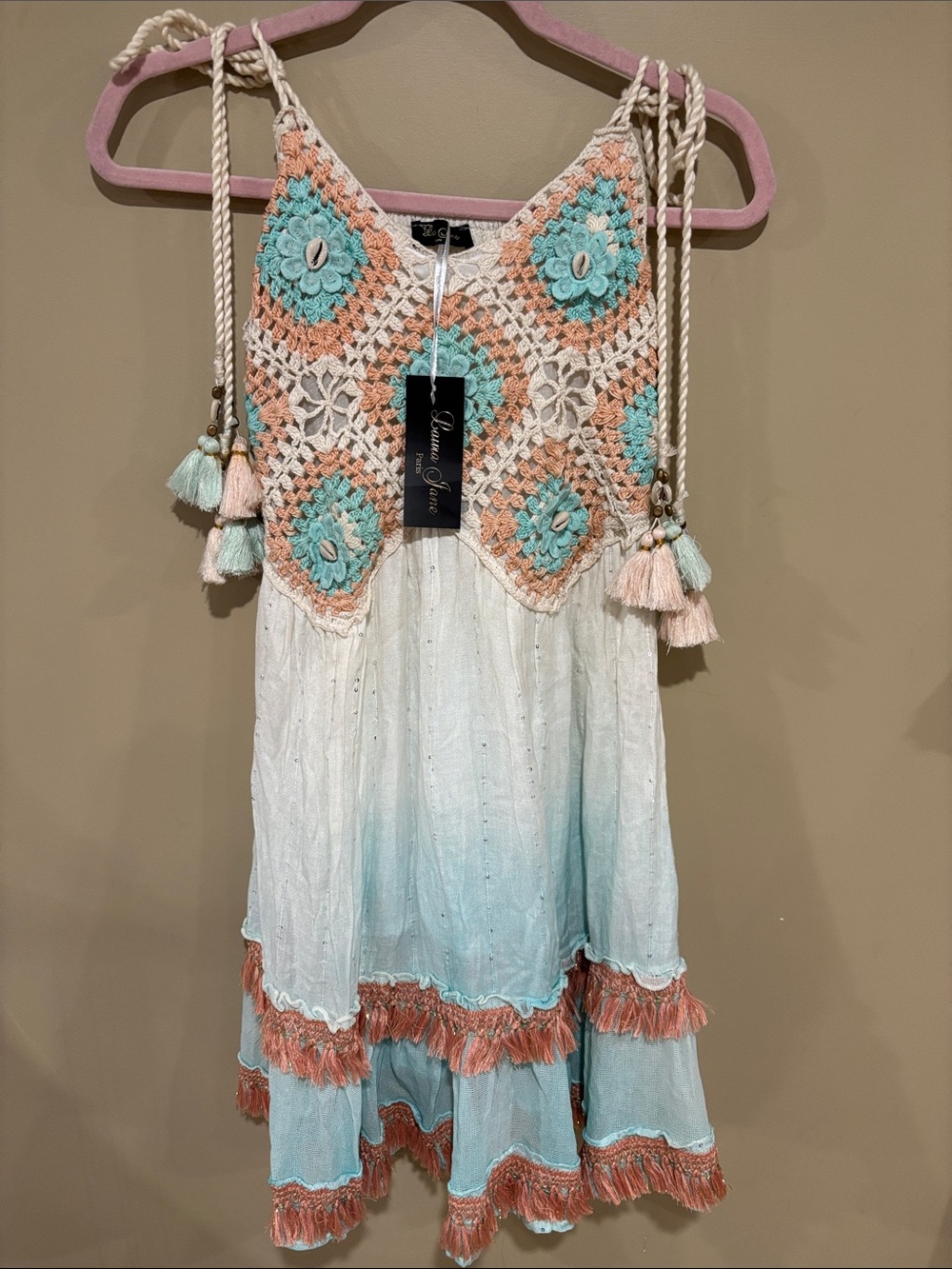 Beach boho seashell crochet dress
